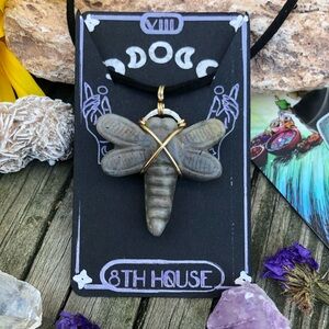 Wire Wrapped Labradorite Dragonfly Necklace